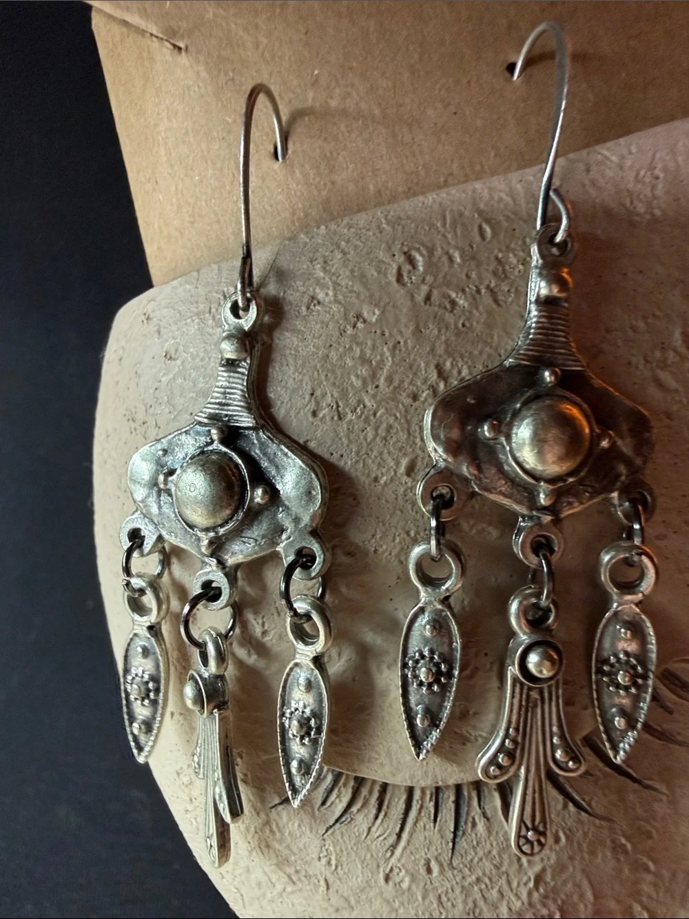 Sterling-Style Dangle Chandelier Earrings in Aged Silver